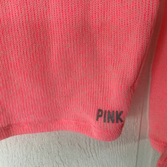 PINK VICTORIAS SECRET NEON PINK LOW BACK SWEATER SMALL - Picture 8 of 15